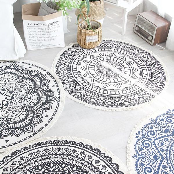carpets 150cm large round carpet ethnic bedroom tassel rugs mandala for living room classic cotton linen morocco floor mats
carpets 150cm large round carpet ethnic bedroom tassel rugs mandala for living room classic cotton linen morocco floor mats