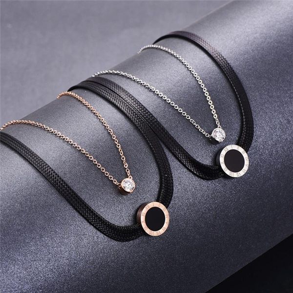 pendant necklaces martick roman numerals round double chain statement necklace for woman black choker collares jewelry p32, Silver
pendant necklaces martick roman numerals round double chain statement necklace for woman black choker collares jewelry p32, Silver