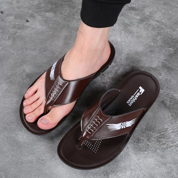 slippers men flip-flop sandals cowhide beach shoes flip flops leather men's casual summer h138, Black
slippers men flip-flop sandals cowhide beach shoes flip flops leather men's casual summer h138, Black