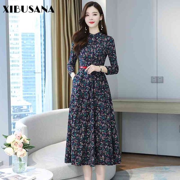 autumn women dress stand collar printing long sleeve mid calf knitted waistband solid female vestidos elegant 210514, Black;gray
autumn women dress stand collar printing long sleeve mid calf knitted waistband solid female vestidos elegant 210514, Black;gray