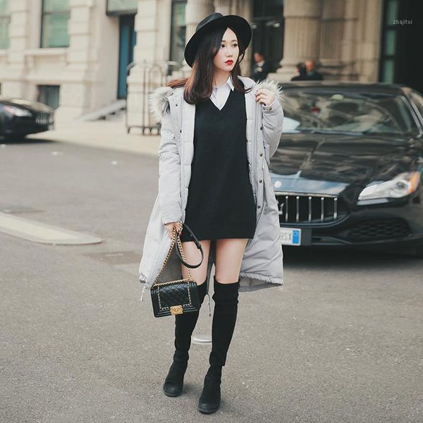 counter light chen xiaoying european and american temperament basic black sweater v neck wool long women's sweaters, White;black
counter light chen xiaoying european and american temperament basic black sweater v neck wool long women's sweaters, White;black