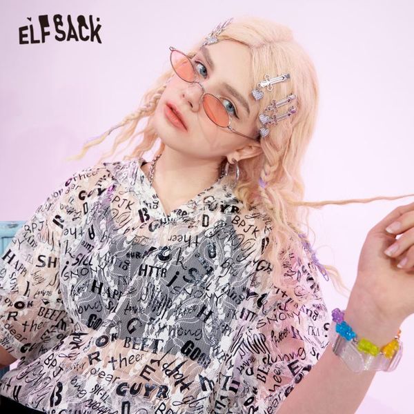 women's blouses & shirts elfsack harajuku letter print casual fishnet mesh blouse women,2021 summer short sleeve see-through female,dai, White
women's blouses & shirts elfsack harajuku letter print casual fishnet mesh blouse women,2021 summer short sleeve see-through female,dai, White