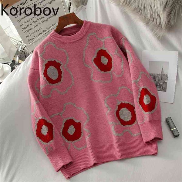 korobov new chic autumn winter women sweaters vintage long sleeve o neck sueter mujer preppy style flower pullovers 210430, White;black
korobov new chic autumn winter women sweaters vintage long sleeve o neck sueter mujer preppy style flower pullovers 210430, White;black