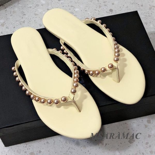 slippers fashion yellow metal beads flip flops genuine leather women out wear dress shoes vacation summer sweet girl beach, Black
slippers fashion yellow metal beads flip flops genuine leather women out wear dress shoes vacation summer sweet girl beach, Black
