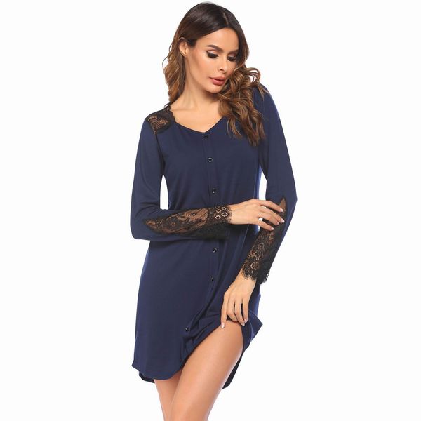 nightdress lace v neck women sleepwear splicing buttons long sleeve nightgowns loose casual soft comfortable nightwear, Black;red
nightdress lace v neck women sleepwear splicing buttons long sleeve nightgowns loose casual soft comfortable nightwear, Black;red