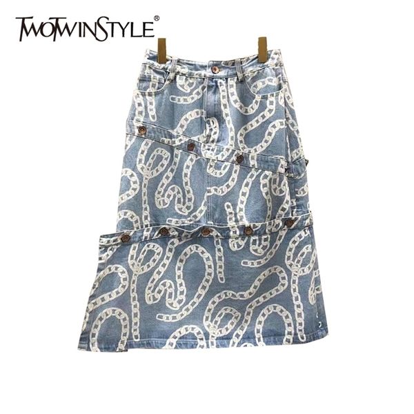 print chain a line skirt for women high waist patchwork button irregular casual denim streetwear skirts female 210521, Black
print chain a line skirt for women high waist patchwork button irregular casual denim streetwear skirts female 210521, Black