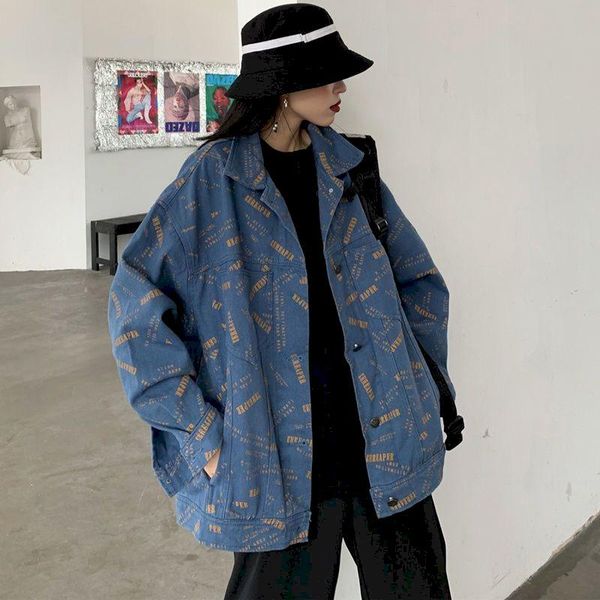 women's jackets harajuku tooling denim jacket couple hiphop cardigan letter full print basic spring autumn korean windbreaker coat stud, Black;brown
women's jackets harajuku tooling denim jacket couple hiphop cardigan letter full print basic spring autumn korean windbreaker coat stud, Black;brown