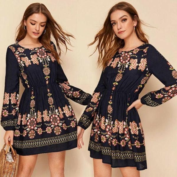 fashion women autumn long sleeve tunic floral printed ruffles ladies boho elegant dress evening party loose short dresses casual, Black;gray
fashion women autumn long sleeve tunic floral printed ruffles ladies boho elegant dress evening party loose short dresses casual, Black;gray