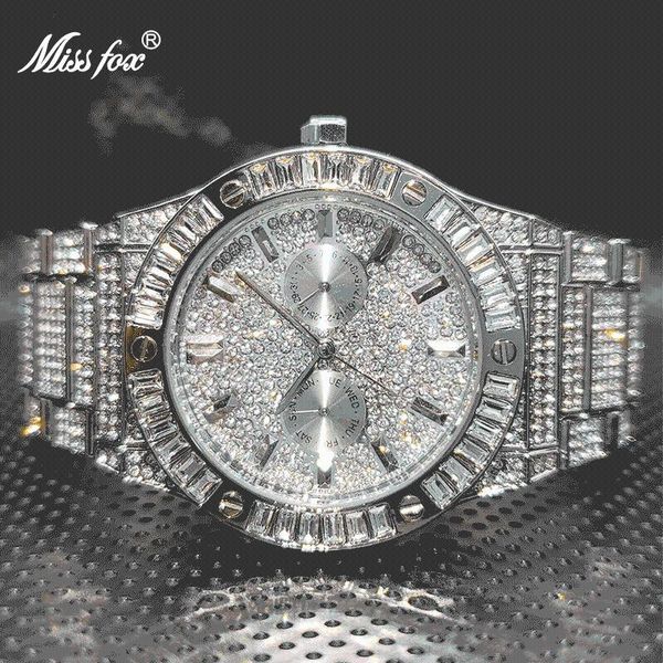 wristwatches missfox 18k gold plated men's watch full diamond large band luxury stainless steel waterproof chronograph clock for man, Slivery;brown
wristwatches missfox 18k gold plated men's watch full diamond large band luxury stainless steel waterproof chronograph clock for man, Slivery;brown