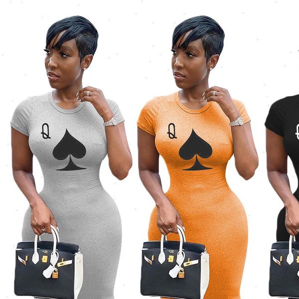 women dresses summer dress style solid color poker spades q print short sleeve bodycon casual fashion, Black;gray
women dresses summer dress style solid color poker spades q print short sleeve bodycon casual fashion, Black;gray