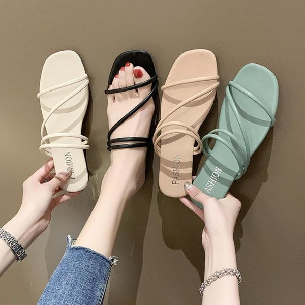 slippers 1 pair fashion simple bright solid color women sandals flat heel strappy summer anti-slip open toe beach for, Black
slippers 1 pair fashion simple bright solid color women sandals flat heel strappy summer anti-slip open toe beach for, Black
