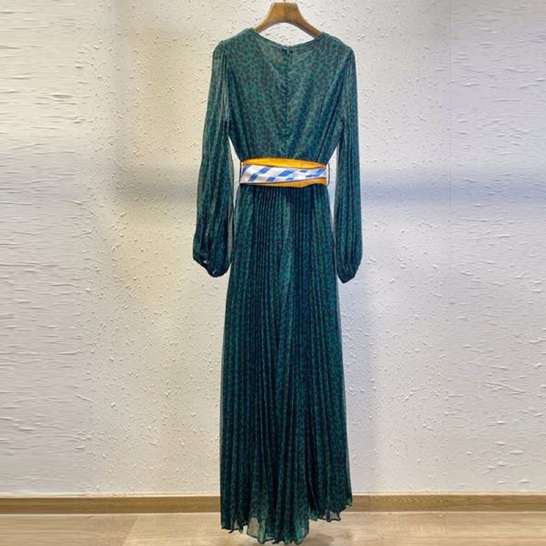 dresses spring women o-neck wild leopard print striped belt deco long sleeve dark green maxi, Black;gray
dresses spring women o-neck wild leopard print striped belt deco long sleeve dark green maxi, Black;gray