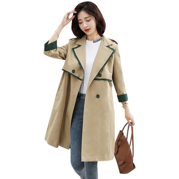 women's trench coats spring autumn women coat fashion stitching double-breasted mid-long overcoat elegant female khaki windbreaker femm, Tan;black
women's trench coats spring autumn women coat fashion stitching double-breasted mid-long overcoat elegant female khaki windbreaker femm, Tan;black