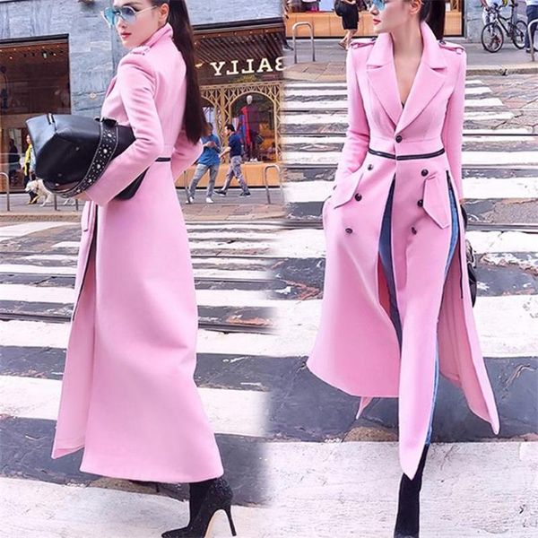 women's wool & blends autumn winter 3xl solid color woolen coat women lapel high waist single button zipper side slit fashion xlong ove, Black
women's wool & blends autumn winter 3xl solid color woolen coat women lapel high waist single button zipper side slit fashion xlong ove, Black