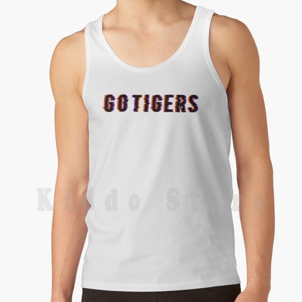 men' tank glitch-go tigers-clemson vest 100% cotton clemson glitch font go tigers, White;black