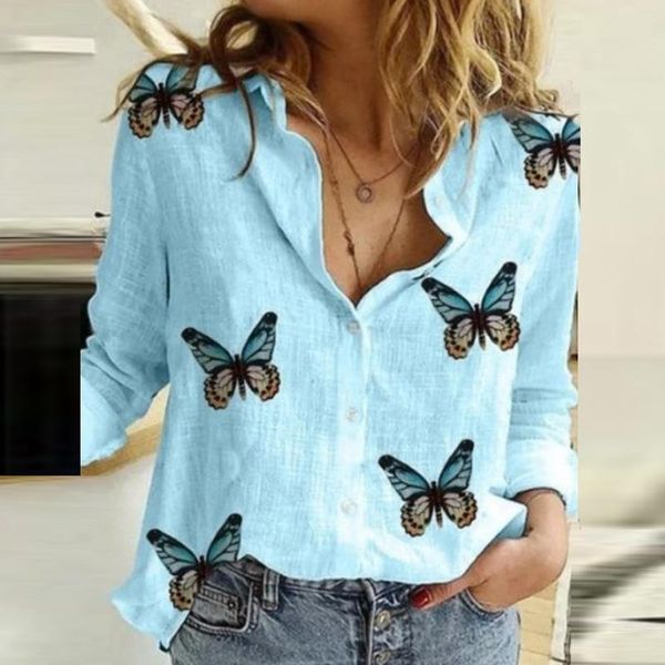 women's t-shirt butterfly print ruffled shirt autumn office ladies vintage long sleeve loose fashion t women v neck, White
women's t-shirt butterfly print ruffled shirt autumn office ladies vintage long sleeve loose fashion t women v neck, White