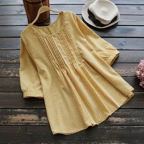 women's blouses & shirts 4119 big size spring women blouse japan style literary polka dot half sleeve o-neck cotton shirt loose casual, White
women's blouses & shirts 4119 big size spring women blouse japan style literary polka dot half sleeve o-neck cotton shirt loose casual, White