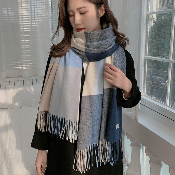 scarves 2021 korean plaid scarf women long tassel shawl wraps winter warm patchwork cashmere female pashmina thick blanket, Blue;gray
scarves 2021 korean plaid scarf women long tassel shawl wraps winter warm patchwork cashmere female pashmina thick blanket, Blue;gray