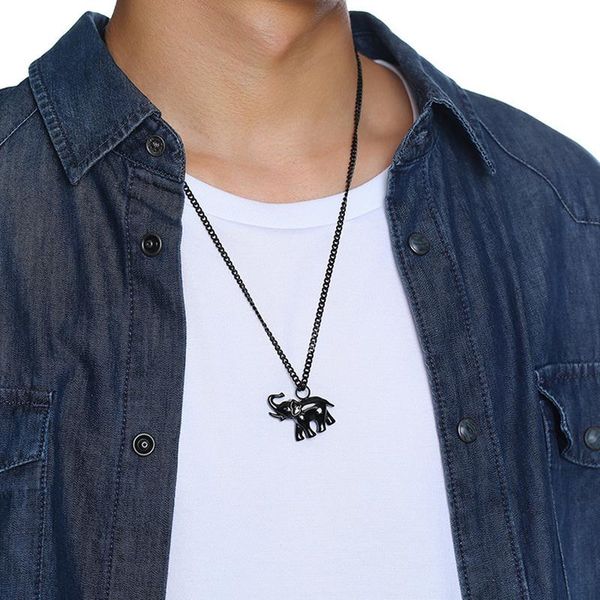 pendant necklaces black mens stainless steel long chain necklace elephant animal male accessories jewelry on the neck, Silver
pendant necklaces black mens stainless steel long chain necklace elephant animal male accessories jewelry on the neck, Silver