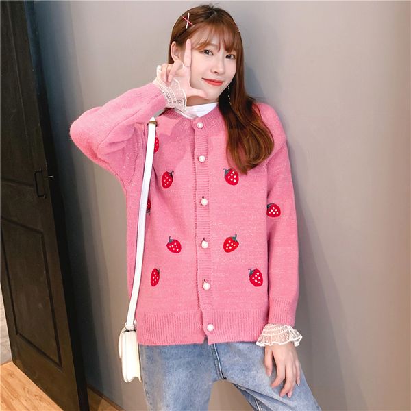 coat fresh small autumn strawberry embroidered cardigan mesh pearl buckle around the neck short paragraph women's sweater, Tan;black
coat fresh small autumn strawberry embroidered cardigan mesh pearl buckle around the neck short paragraph women's sweater, Tan;black