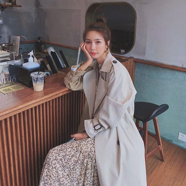 autumn british style mid-length slim thin splicing plus size loose casual v neckline belt ladies windsreaker h50 women's trench coats, Tan;black
autumn british style mid-length slim thin splicing plus size loose casual v neckline belt ladies windsreaker h50 women's trench coats, Tan;black