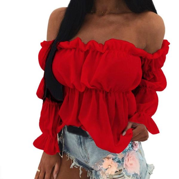 womens and blouses solid color off shoulder ruff sleeve long ruffled women blouse shirts women's &, White
womens and blouses solid color off shoulder ruff sleeve long ruffled women blouse shirts women's &, White