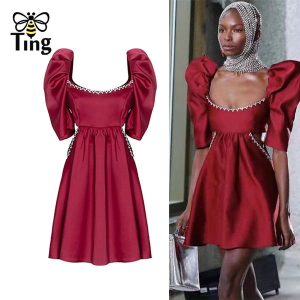 black red party dress cute puff sleeve hollow out diamonds beaded runway women tunic short satin zevity 210513, Black;gray
black red party dress cute puff sleeve hollow out diamonds beaded runway women tunic short satin zevity 210513, Black;gray
