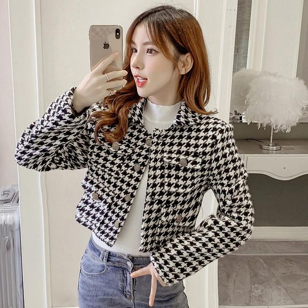 women's jackets wool blends khaki houndstooth short design tweed jacket women turn-down collar buttons vintage coat, Black;brown
women's jackets wool blends khaki houndstooth short design tweed jacket women turn-down collar buttons vintage coat, Black;brown