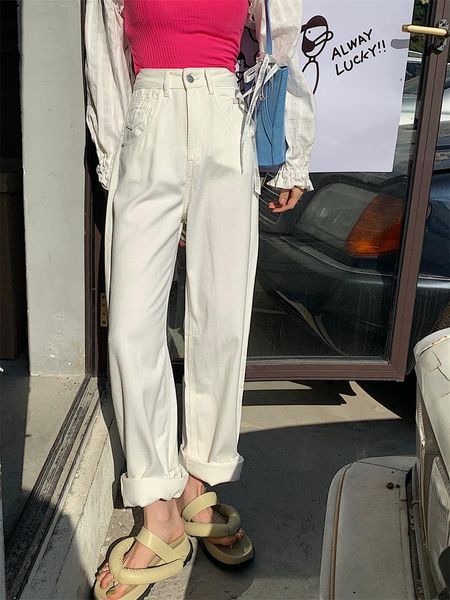 women's jeans fashion women white high waist loose large hem cotton denim pants summer spring 2021, Blue
women's jeans fashion women white high waist loose large hem cotton denim pants summer spring 2021, Blue