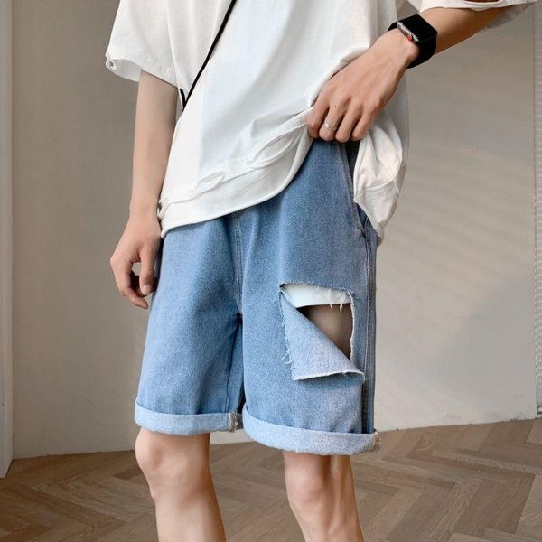 solid color ripped denim shorts men's korean fashion loose casual men harajuku wide-leg straight five-point pants jeans, Blue
solid color ripped denim shorts men's korean fashion loose casual men harajuku wide-leg straight five-point pants jeans, Blue