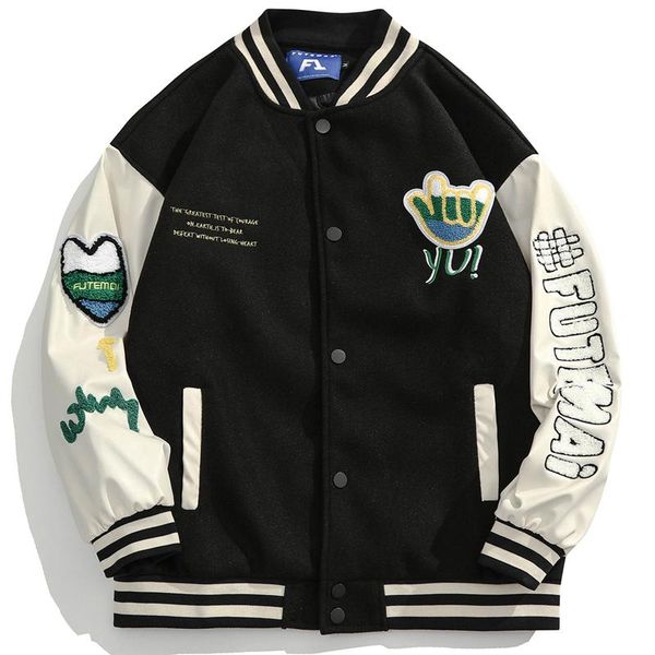 men's jackets 2021 harajuku baseball jacket men streetwear letter towel embroidery patchwork hip hop bomber fashion varsity couple coat, Black;brown
men's jackets 2021 harajuku baseball jacket men streetwear letter towel embroidery patchwork hip hop bomber fashion varsity couple coat, Black;brown