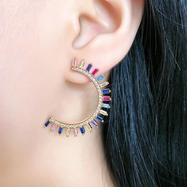 stud luxury colourful crystal cz stone earrings fashion copper gold rainbow jewelry romantic semicircle earring for women girls, Golden;silver
stud luxury colourful crystal cz stone earrings fashion copper gold rainbow jewelry romantic semicircle earring for women girls, Golden;silver