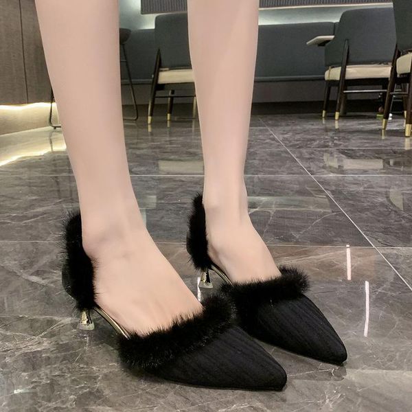 dress shoes woman winter ladies stiletto drop women fluffy fur pointed toe thin high heels two-piece pumps, Black
dress shoes woman winter ladies stiletto drop women fluffy fur pointed toe thin high heels two-piece pumps, Black