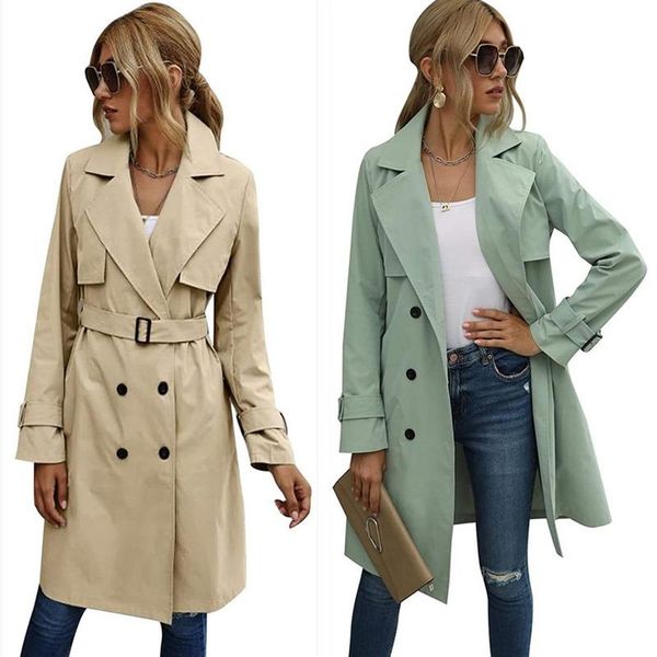 women's trench coats 2021 spring autumn temperament women casual single-breasted outerwear for ladies fashionable lapel long coat, Tan;black
women's trench coats 2021 spring autumn temperament women casual single-breasted outerwear for ladies fashionable lapel long coat, Tan;black