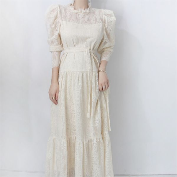 vintage women long dress korean elegant puff sleeve slightly transprent stand collar high waist lace trim ruffle hem casual robe 210514, Black;gray
vintage women long dress korean elegant puff sleeve slightly transprent stand collar high waist lace trim ruffle hem casual robe 210514, Black;gray