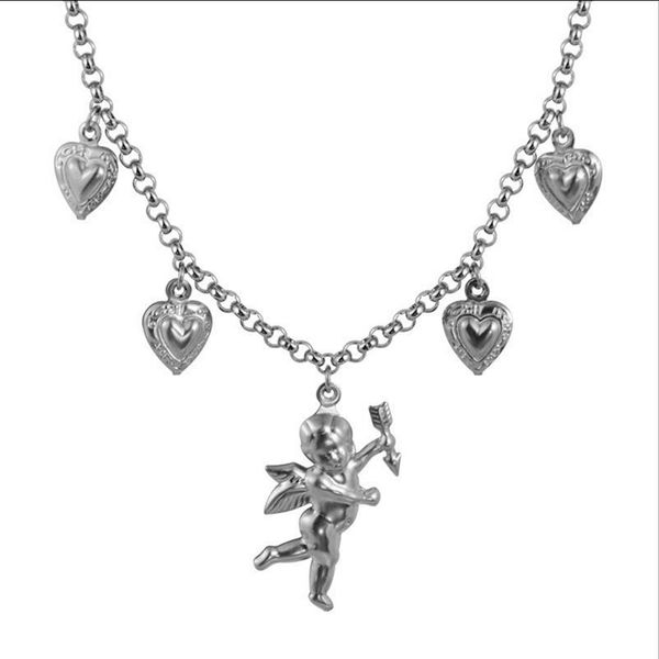 pendant necklaces fashion titanium steel stainless love angel wing heart bell clavicle chain necklace, Silver
pendant necklaces fashion titanium steel stainless love angel wing heart bell clavicle chain necklace, Silver