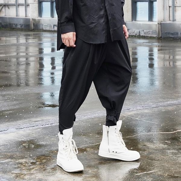 men's pants dark hair stylist trouser leg buckles design urban youth fashion casual harlan 9-cent, Black
men's pants dark hair stylist trouser leg buckles design urban youth fashion casual harlan 9-cent, Black