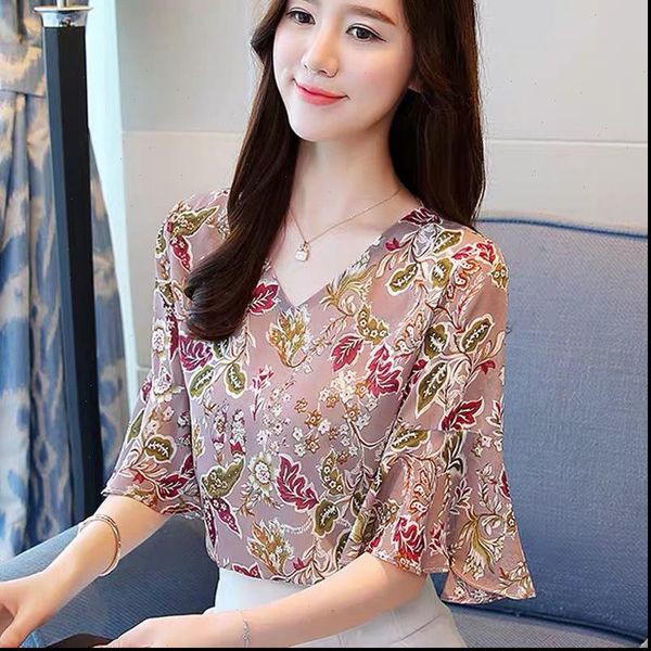 women womens blouses chiffon shirts lady summer casual short flare sleeve v neck flower printed blusas df2899, White
women womens blouses chiffon shirts lady summer casual short flare sleeve v neck flower printed blusas df2899, White
