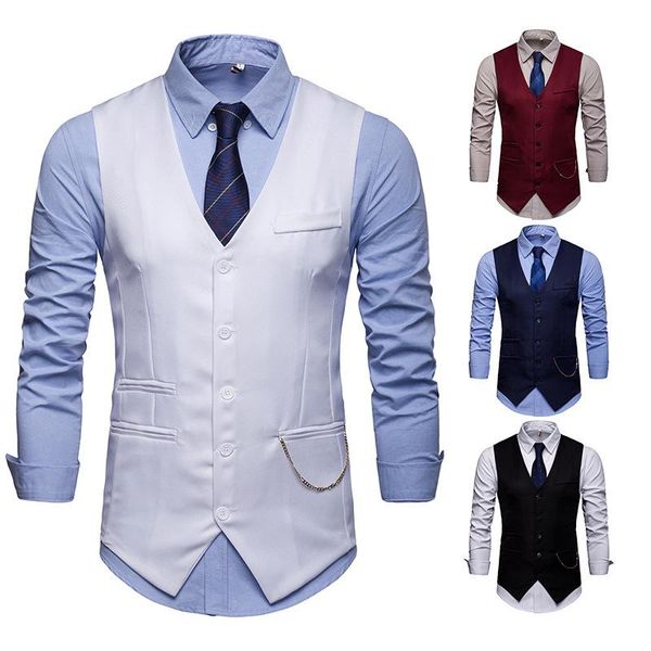 men's vests heflashor stylish men slim fit business suit vest male leisure v-neck party dress black formal clothing, Black;white
men's vests heflashor stylish men slim fit business suit vest male leisure v-neck party dress black formal clothing, Black;white