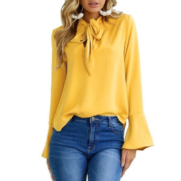 women's blouses & shirts women blouse shirt chiffon elegant flare sleeve ruffles long with bow tie ol style casual loose slim 7q1277, White
women's blouses & shirts women blouse shirt chiffon elegant flare sleeve ruffles long with bow tie ol style casual loose slim 7q1277, White