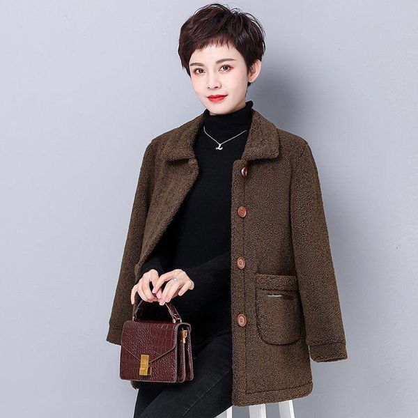 women's wool & blends winter sheep shearing coat female lambswool thicken cashmere particles leather one body fashion loose jackets lad, Black
women's wool & blends winter sheep shearing coat female lambswool thicken cashmere particles leather one body fashion loose jackets lad, Black