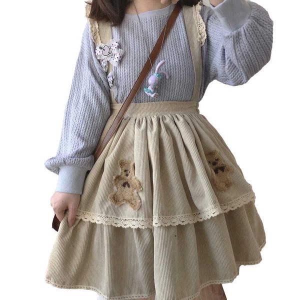 skirts lolita kawaii bear casual corduroy skirt women cute lace strap vintage high waist school girls black pleated suspender q0ha
skirts lolita kawaii bear casual corduroy skirt women cute lace strap vintage high waist school girls black pleated suspender q0ha