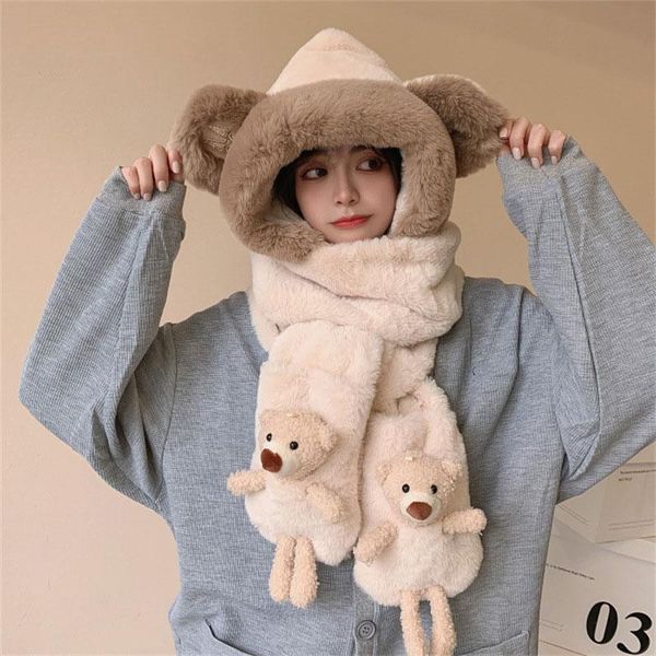 scarves 3 in 1 cute big bear scarf hat gloves set piece fashion women winter warm soft thickening pocket hats hooded, Blue;gray
scarves 3 in 1 cute big bear scarf hat gloves set piece fashion women winter warm soft thickening pocket hats hooded, Blue;gray