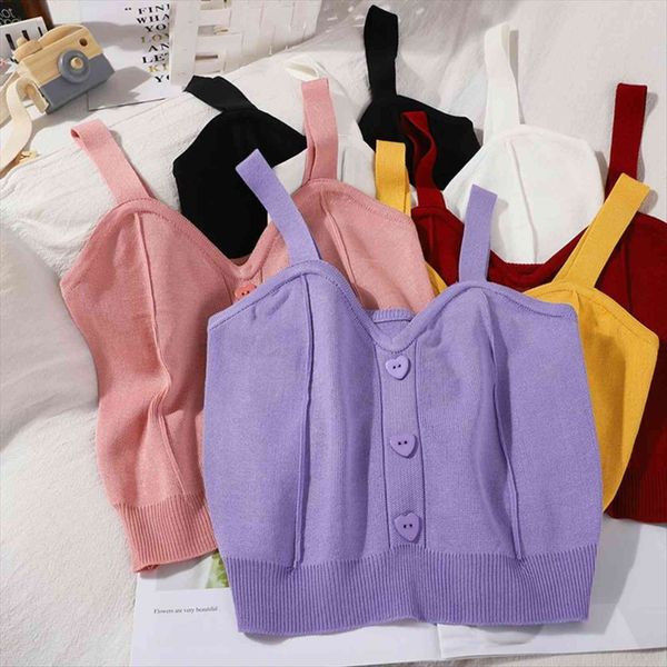 summer knitting solid heart buttons womens cami cropped camisole girls knitted sweet chic shirts camis crop for female, White
summer knitting solid heart buttons womens cami cropped camisole girls knitted sweet chic shirts camis crop for female, White