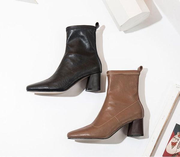 boots 2021 black brown autumn winter ankle for women soft pu leather female square heels elastic size 35-42
boots 2021 black brown autumn winter ankle for women soft pu leather female square heels elastic size 35-42