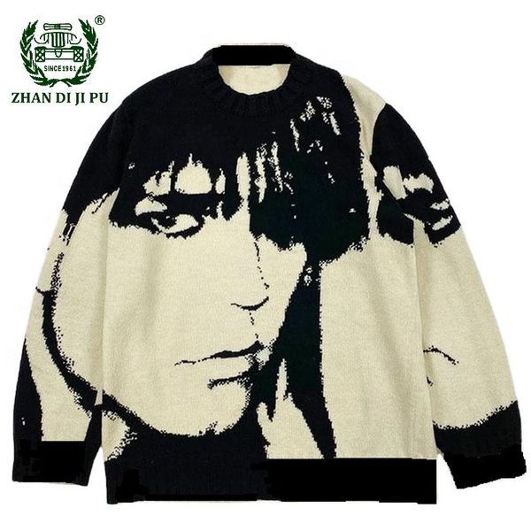 men's sweaters vintage men's japanese anime portrait printed sweater streetwear harajuku loose knitted pullover male 2021 autumn wi, White;black
men's sweaters vintage men's japanese anime portrait printed sweater streetwear harajuku loose knitted pullover male 2021 autumn wi, White;black