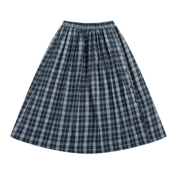 spring women plaid printed skirt calf length pleated elastic waist button skirts, Black
spring women plaid printed skirt calf length pleated elastic waist button skirts, Black