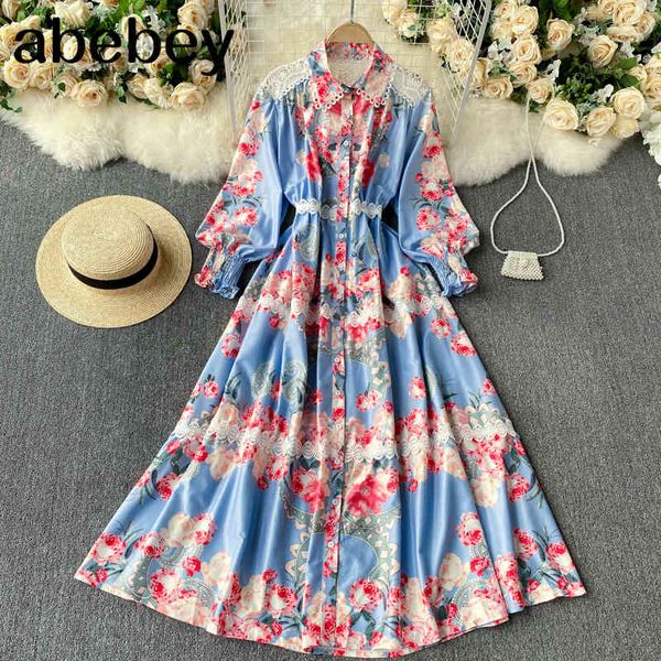 women court wind print maxi dress splice lace turn-down collar button puff sleeve autumn boho a-line long 210512, Black;gray
women court wind print maxi dress splice lace turn-down collar button puff sleeve autumn boho a-line long 210512, Black;gray