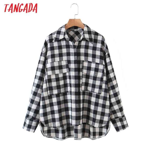 women plaid pattern oversized shirt turn down collar long sleeve chic female casual blusas qw71 210416, White
women plaid pattern oversized shirt turn down collar long sleeve chic female casual blusas qw71 210416, White