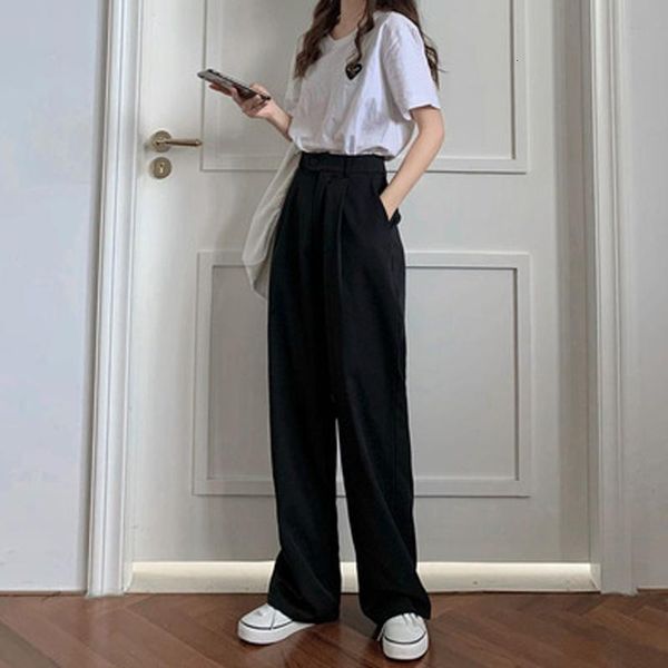 women's pants & capris casual high waist krean style winter autumn solid streetwear trousers women straight woman suit wide leg pant to, Black;white
women's pants & capris casual high waist krean style winter autumn solid streetwear trousers women straight woman suit wide leg pant to, Black;white